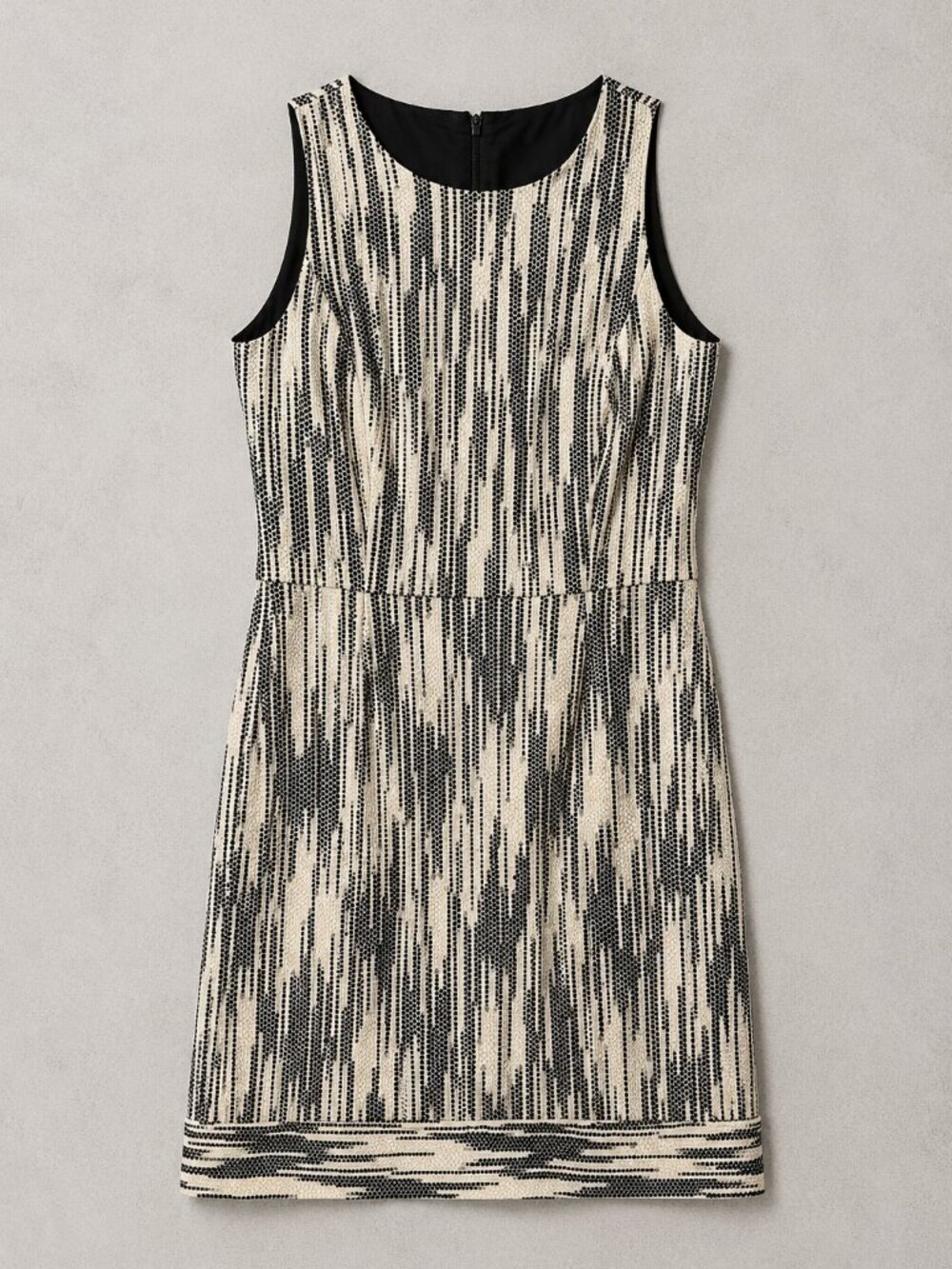 J.Crew Navy & Cream Sheath Dress  Size 4 Sleeveless Career Dress Textured Print
